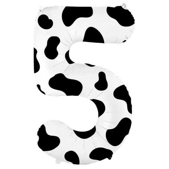 36 inch Number 5 - Cow Print Foil Mylar Balloon - Party Supplies Decorations