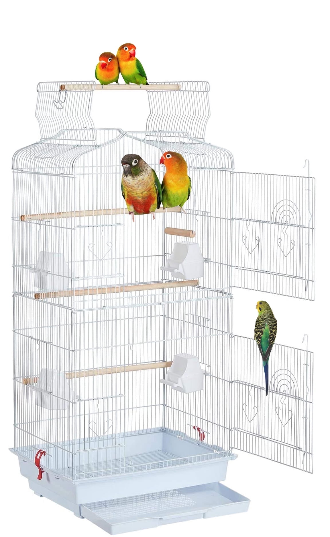 36-inch Portable Hanging Travel Open Top Bird Flight Cage for Parakeets Finches Canaries Lovebirds Small Quaker Parrots Cockatiels Budgie Green Cheek Conure