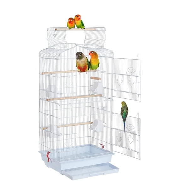 36-inch Portable Hanging Travel Open Top Bird Flight Cage for Parakeets Finches Canaries Lovebirds Small Quaker Parrots Cockatiels Budgie Green Cheek Conure