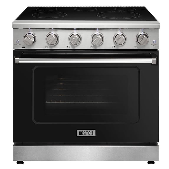 KOSTCH 36in. Electric Range with 6.0 Cu ft Convection Oven and 5 Cooktop Burners, 240V, Black