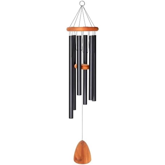 36-inch Redwood Wind Chime in Black by Wind River for , Backyard, Garden, and Outdoor dcor. Made in The USA$$Garden &