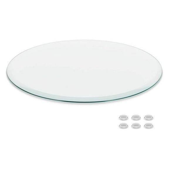 36 inch Round Glass Table Top - Clear Tempered Glass Surface Protector - Safe Beveled Edge - Coffee, Dining and End Table