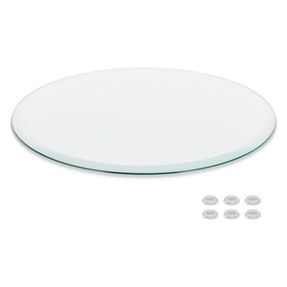 36 inch Round Glass Table Top - Clear Tempered Glass Surface Protector - Safe Beveled Edge - Coffee, Dining and End Table