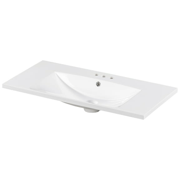 36-inch Single Basin Sink Vanity Top, 3-Faucet Holes, Resin | Fits 36 in. cabinets; smooth, easy-clean surface; durable resin build