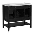 thumbnail image 1 of 36-inch Solid Wood Bathroom Vanity Cabinet Sink Combo with 3 Drawers and 1 Cabinet, Black Finish for Organized Storage, 1 of 9