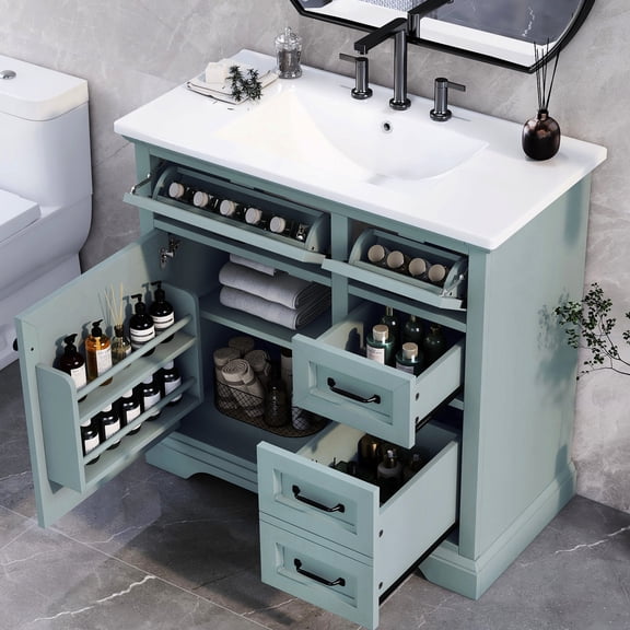 36-inch Vanity in One Package - All Hardware Included - Bathroom - Quick Assembly