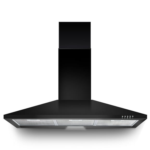 36-inch Wall Mount Range Hood 450CFM 3-Speed, Stainless Steel with LED Light, Adjustable Chimney 15.7-30.7in, Ducted/Ductless Ready, Quiet Under 55dB, 5-Layer Filters