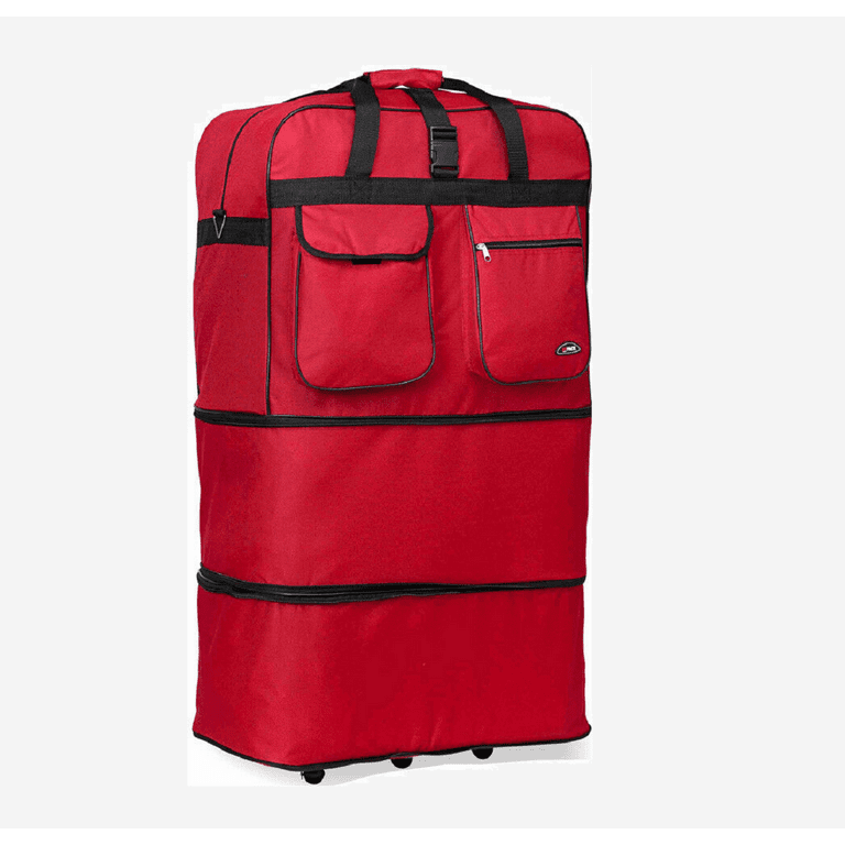 36 inch Wheeled Spinner Suitcase Luggage Expandable Rolling Duffel Bag Red