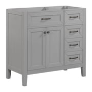 36 inch White Bathroom Vanity Base Only, No Sink Included, Cabinet with 3 Drawers & 2 Doors, Freestanding Storage with Solid Wood Frame