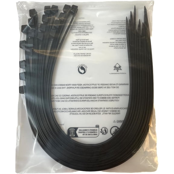 36-inch extra-long zipper ties for heavy outdoor use, 175-pound tensile strength, UV resistant, 12-pack, black