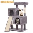 thumbnail image 1 of 36 inches Cat Tree for Indoor Cats Cat Tower with Scratching Posts Multi-Level Cat Furniture Condo with Ramp Perch Spacious Cat Cave (Ashy), 1 of 7