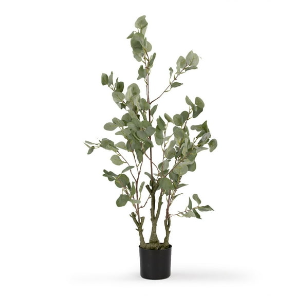 36 inches Faux Eucalyptus Tree with Branches in Black Nursery Pot
