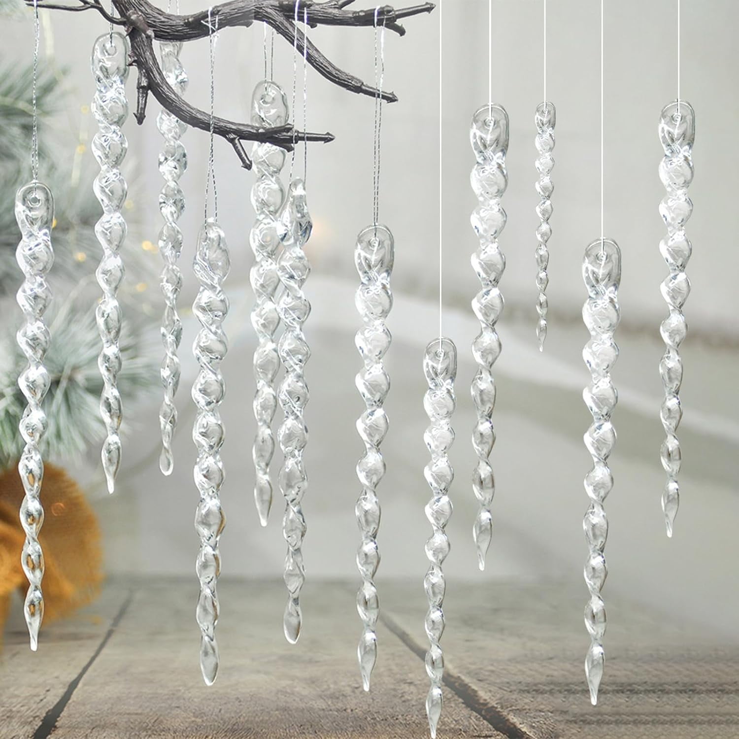 36 pcs Icicles Ornament Christmas Tree Set Acrylic Clear Icicles