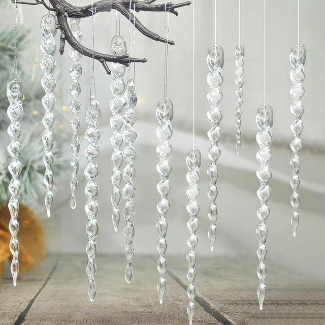 36 pcs Icicles Ornament Christmas Tree Set Acrylic Clear Icicles