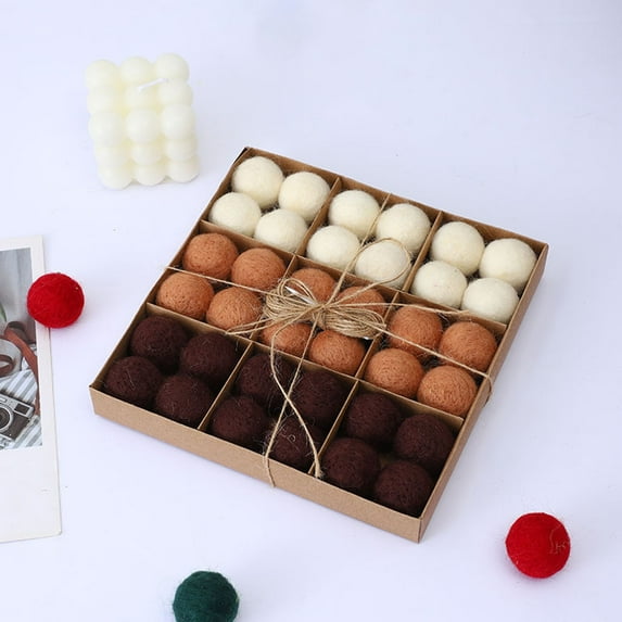 36 pcs/Package 1.18inch Christmas Colorful DIY Christmas Tree Ornaments - Small Home Party Decor, Soft Lightweight Indoor/Outdoor Hanging Decor(Brown Theme)