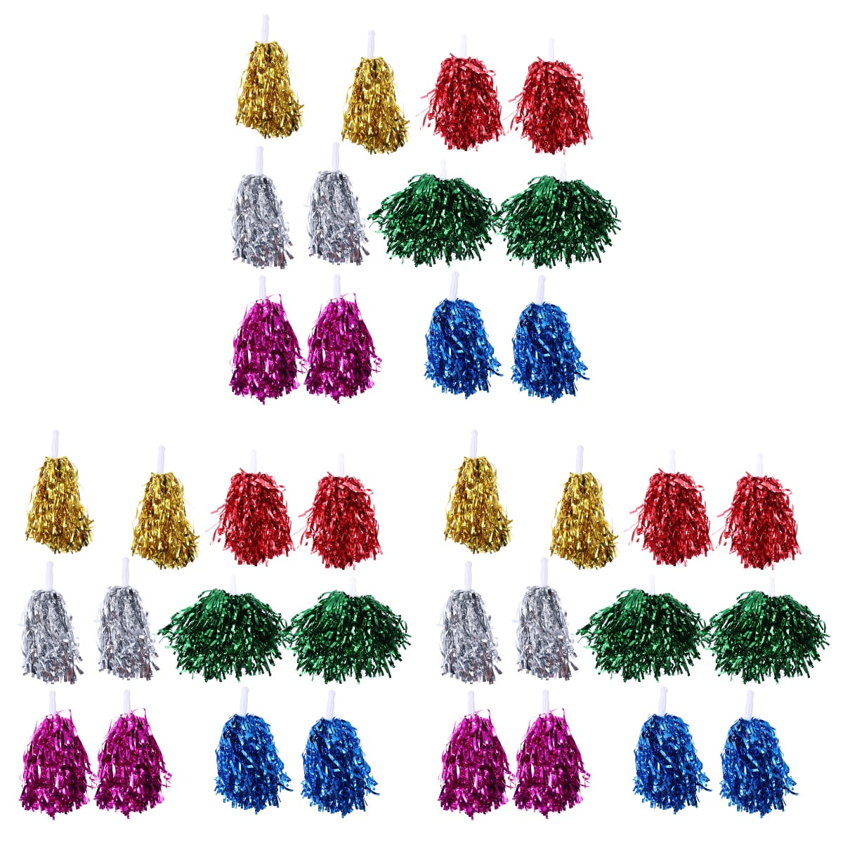 3 Count Cheerleader Pom Poms Black Yellow Handle with Handles Child