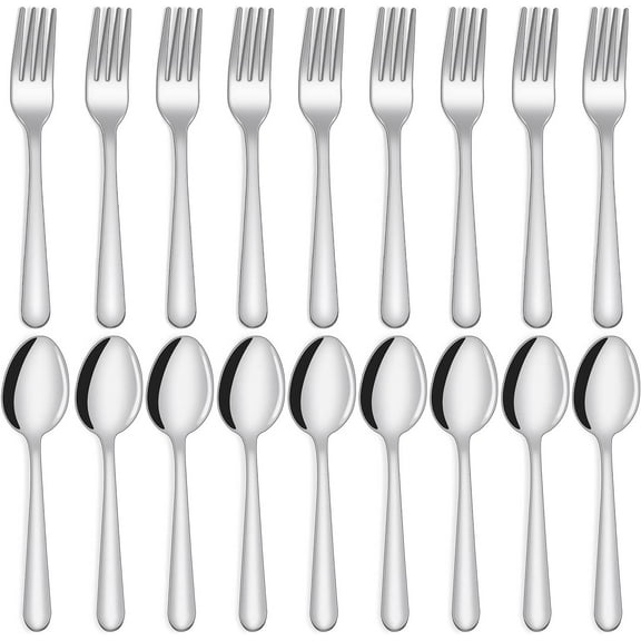 36-piece Forks and Spoons Set, Food Grade Stainless Steel spoons and forks Set for Home, Kitchen and Restaurant, 18 Forks silverware and 18 Spoons silverware, Mirror Polished&Dishwasher Safe