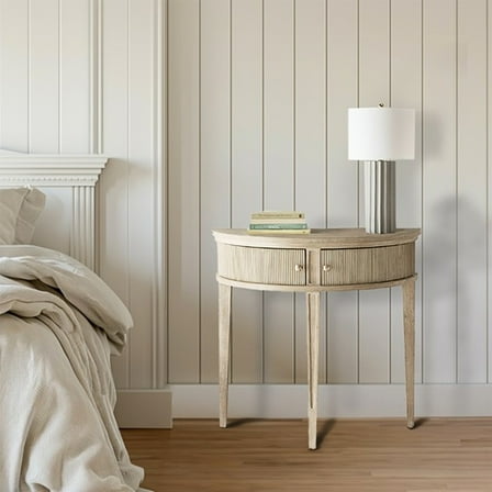 36"w Storage Console - Beauty Reclaimed Greige Solid Wood Veneer Fluted Textured Doors With Bronze Rubber Legs Table Door Faces For Artistic Homes