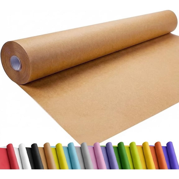 36" x 1,500" (125') Brown Kraft Craft Paper Roll for Gift Wrapping Bulletin Board Bouquet Flower Kids Art Packing Parcel Table Covering 70GSM 50LB (Brown, 125')