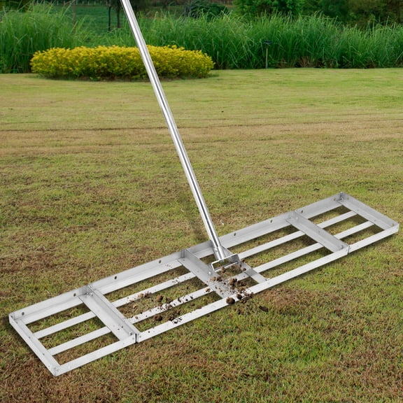 36"x 10" Lawn Leveling Rake, Stainless Steel Leveler with 78-Inch Adjustable Handle, Heavy-Duty Landscape Tool for Yard, Golf Course, Soil Leveling