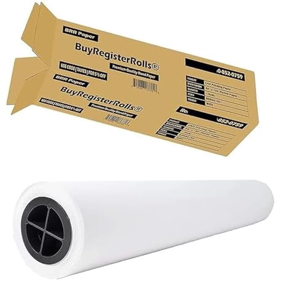 36 x 150 Plotter Paper (New & Premium 1 Roll) 20 lb Uncoated 96 Bright White (75 GSM with 2 Core) CAD Paper Rolls For Engineers, Architects, Copy Service Shops w/Inkjet Printers$$Office