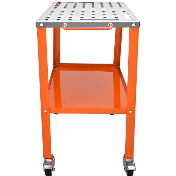 36 x 18 Inch Welding Table, 1200 LBS Load Steel Workbench on Wheels, Portable Bench with Lockable Casters 4 Tool Slots 5 8 Inch Fixture Holes
