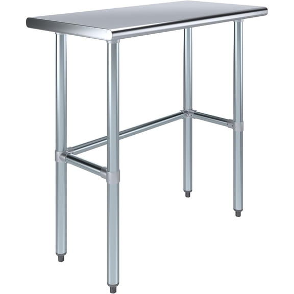 36" x 18" Open Base Stainless Steel Work Table  NSF Certified Commercial Workstation with Galvanized Legs for Kitchens, Food Trucks, Labs & Utility Spaces