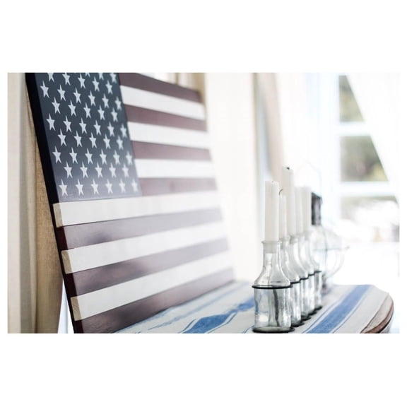 36" x 19" Large Hand-Crafted 100% Made in U.S.A. Wood American Flag/Patriotic Wall Art , Colors