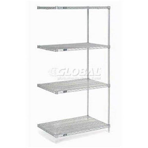 36 x 21 x 54 in. Poly-Z-Brite Wire Shelving Add-On - Clear