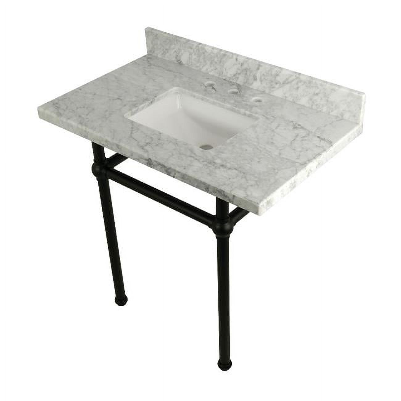 36 x 22 Bathroom Vanity with Sink & Brass Feet Combo, Carrara Marble ...