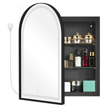 36"x 24" Bathroom LED Mirror Medicine Cabinet with Lights, Recessed or Wall Mounted Bathroom Vanity Mirror with 2 Adjustable Storage Shelves, Defogger, Dimmable, Memory Function, Outlets & USB,Black