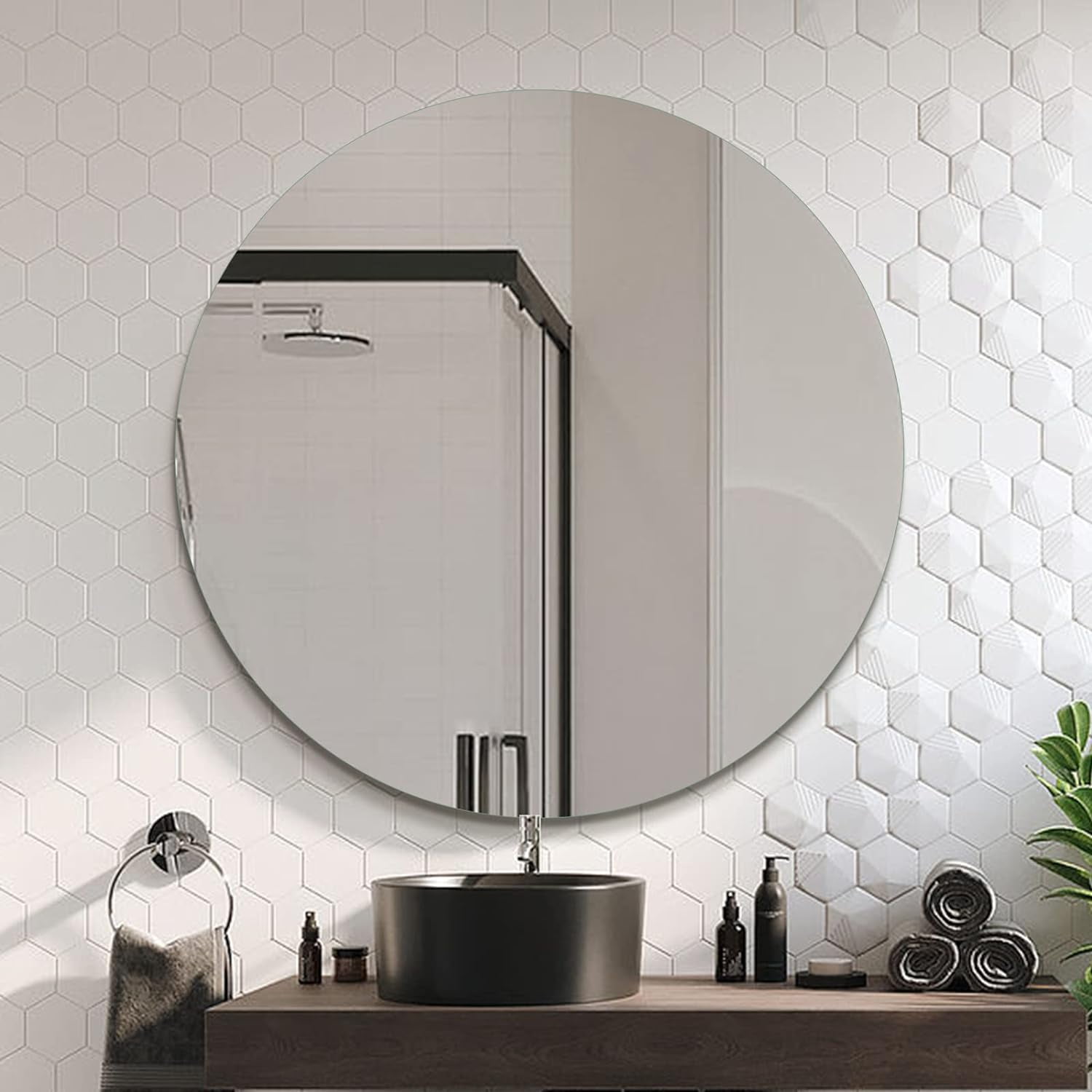 36" x 24" Frameless Mirror Wall Mirror, Modern Oval Bathroom Mirror