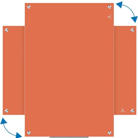 36 x 24 Inches Wall Mounted Magnetic Whiteboard, Large Frameless Glass White Board for Office, Home & School, Orange