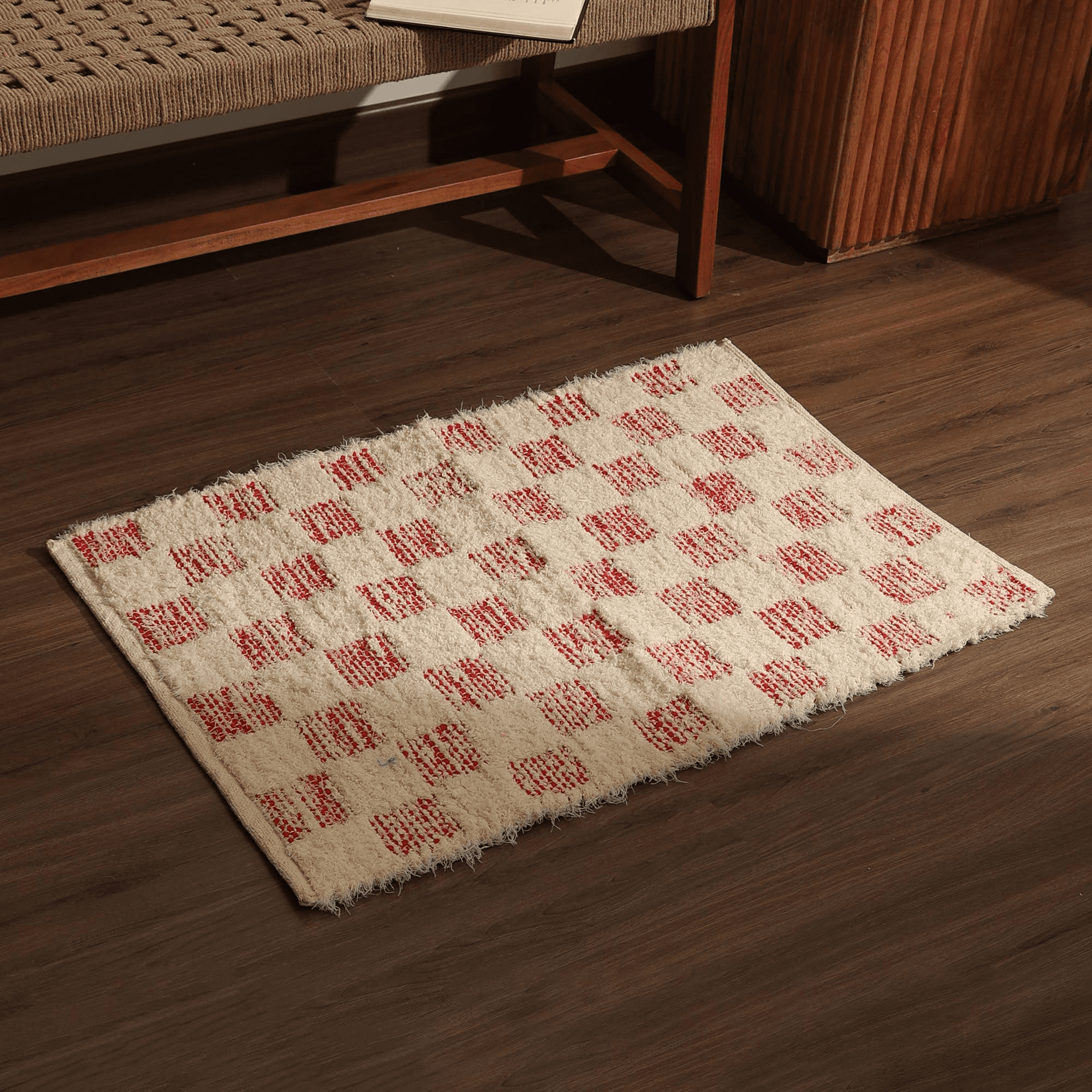 36" x 24" Scatter Accent Rug, Soft Cotton Polyester Blend Textured Fringed Rug, Stylish Decorative Carpet for Living Room Bedroom Entryway Cozy Corners Home Decor