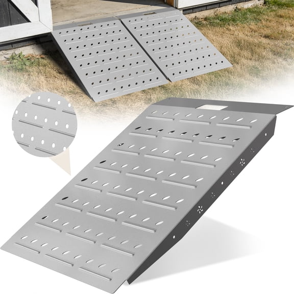 36" x 24"Shed Ramp, 1 Pack Alloy Loading Ramp for Riding Mower, 900 LB Capacity Lawn Mower Ramp for Shed, Garage, Barn, Silver