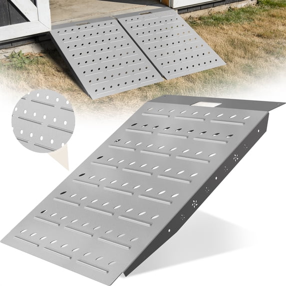 36" x 24"Shed Ramp, 1 Pack Alloy Loading Ramp for Riding Mower, 900 LB Capacity Lawn Mower Ramp for Shed, Garage, Barn, Silver