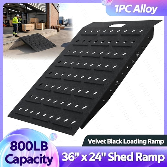 36" x 24" Shed Ramp, 800 LB Capacity Alloy Steel Loading Ramp, Non-Slip Lawn Mower Ramp for Shed, Garage, Barn, Velvet Black