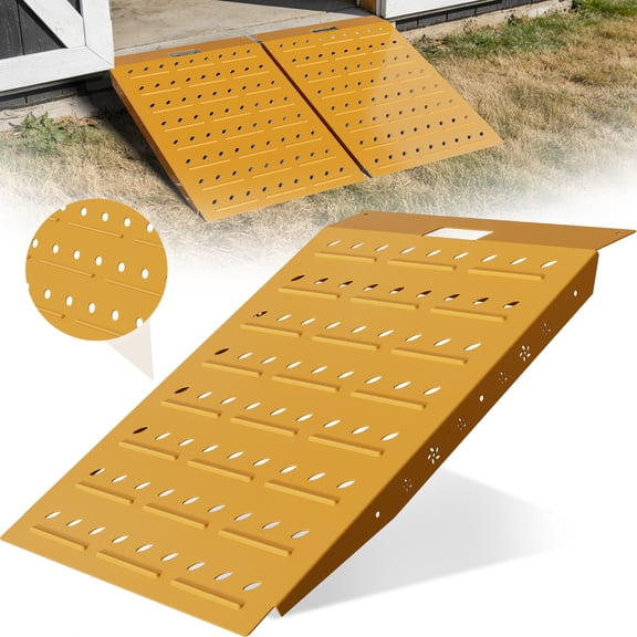 36" x 24" Shed Ramp, Alloy Loading Dock Ramp for Garages Barns, 900 LB Capacity, 1PC Yellow