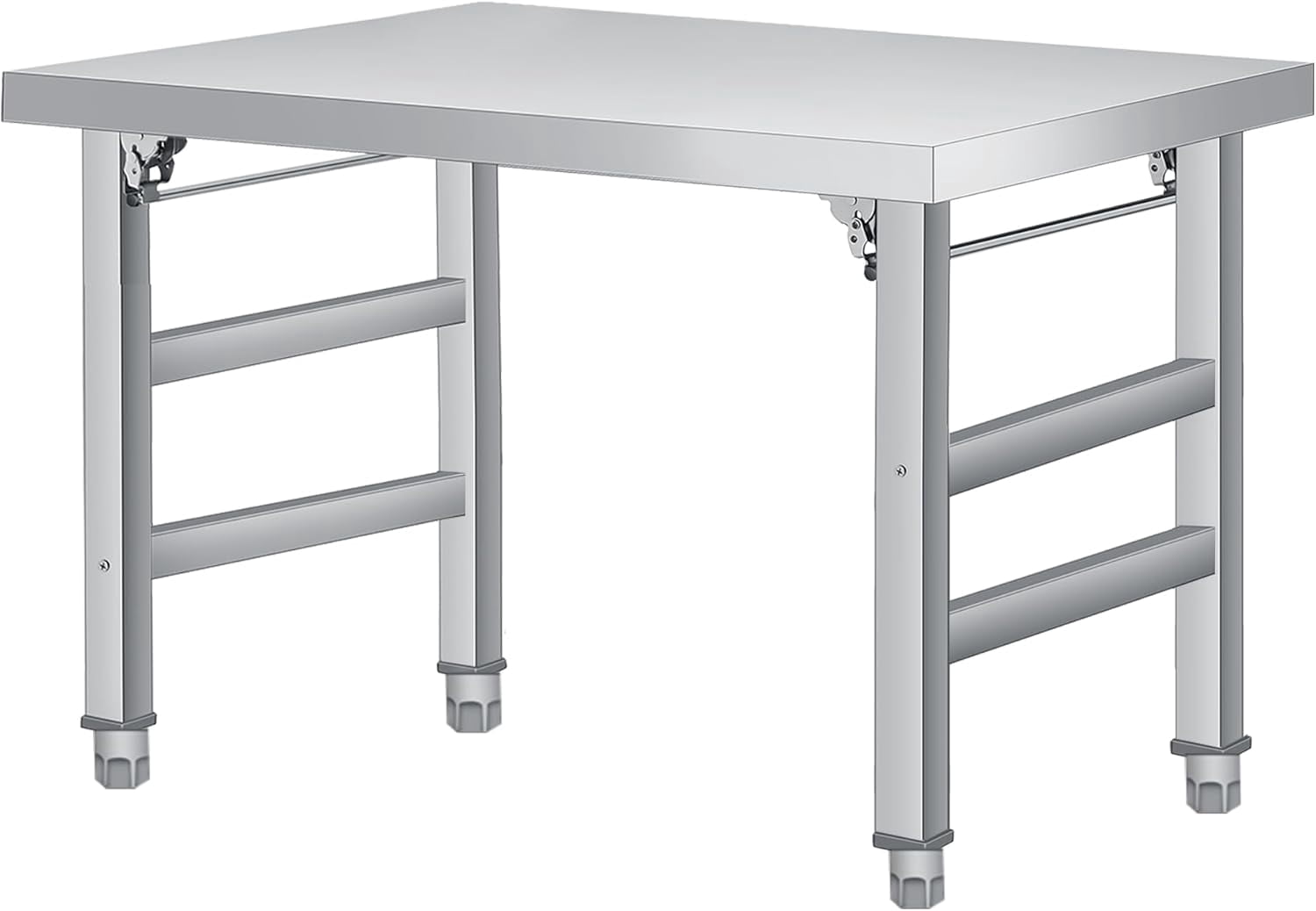 36" x 24" Stainless Steel Folding Table - 520 LBS Commercial Foldable Prep Table, Open Base Worktable with Adjustable Undershelf and Feet, for Home Kitchen Restaurant Garage Warehouse, Heavy Duty