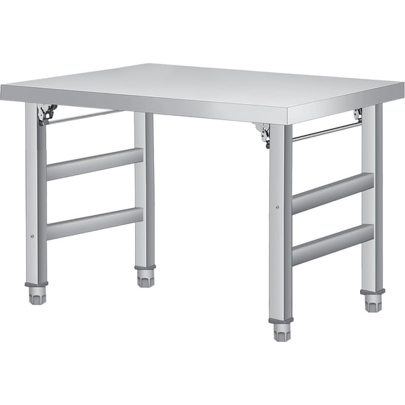 36" x 24" Stainless Steel Folding Table - 520 LBS Commercial Foldable Prep Table, Open Base Worktable with Adjustable Undershelf and Feet, for Home Kitchen Restaurant Garage Warehouse, Heavy Duty