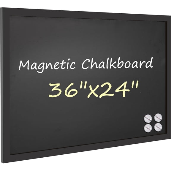 VividGreen 36" x 24" Magnetic Wall Chalkboard, Rustic Wood Frame