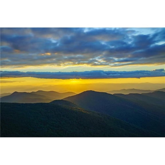 36 x 24 in. Craggy Mountain, North Carolina Golden Sunset Fine Print Wall Art