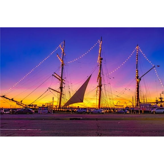 36 x 24 in. Maritime Museum, San Diego Sunset Fine Print Wall Art