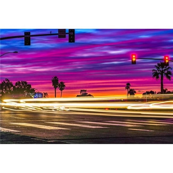 36 x 24 in. Normal Street, University Heights Sunset Lights Fine Print Wall Art