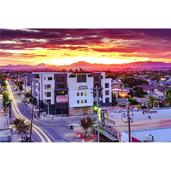 36 x 24 in. North Park San Diego Rooftop Sunrise Fine Print Wall Art