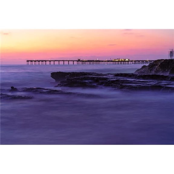 36 x 24 in. Ocean Beach, San Diego Pier Shadow Family Fine Print Wall Art