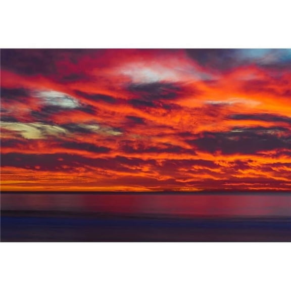36 x 24 in. Pacific Beach, San Diego Fire Sunset Fine Print Wall Art