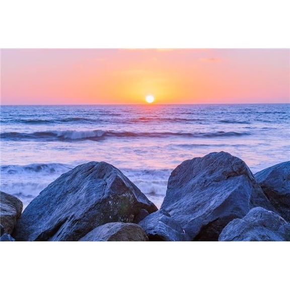 36 x 24 in. Rocky Sunset in Ocean Beach, San Diego Fine Print Wall Art