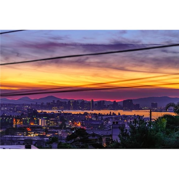 36 x 24 in. San Diego City Sunrise From Point Loma Heights Fine Print Wall Art