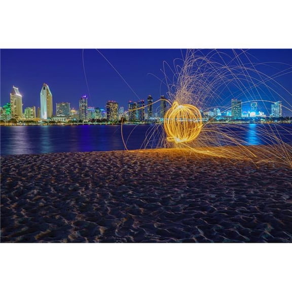 36 x 24 in. San Diego Skyline From Coronado Pumpkin Fine Print Wall Art